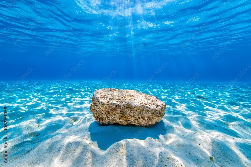 A Mediterranean seabed with natural sunlight shining through the surface, Catalonia, Roses, Costa Brava, Spain A Mediterranean seabed with natural sunlight shining through the surface, Catalonia, Roses, Costa Brava, Spain