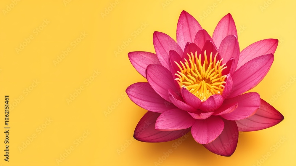 Fototapeta premium Pink Lotus Flower on Yellow Background