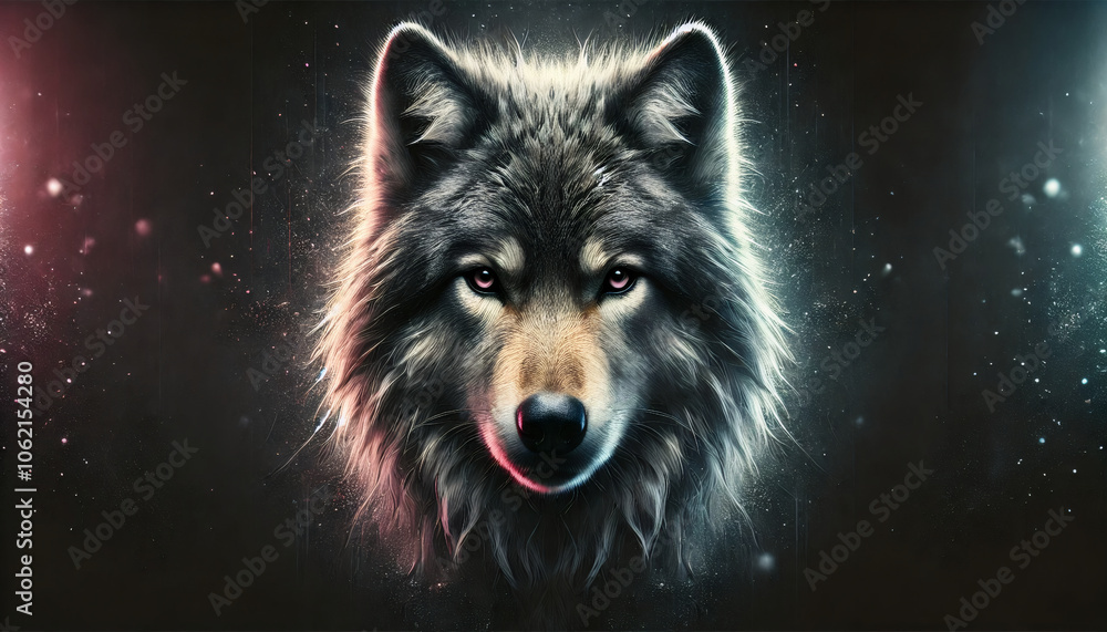 Mystical Wolf Portrait with Galaxy Light Effect Mystical Wolf Portrait with Galaxy Light Effect