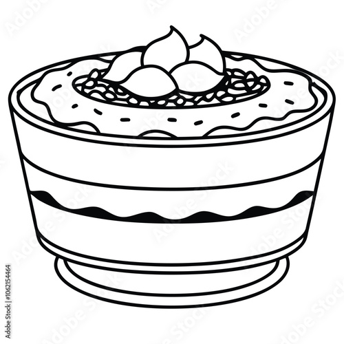 Tiramisu vector hand-drawn vector illustration Isolated white background.