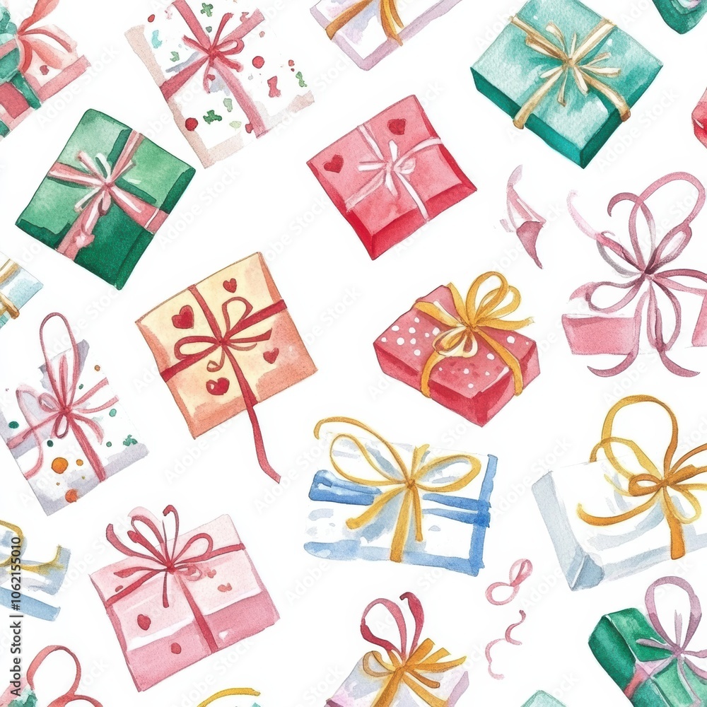 Colorful Gift Boxes Pattern: A vibrant arrangement of decorative presents in various colors and styles, perfect for festive designs. Colorful Gift Boxes Pattern: A vibrant arrangement of decorative presents in various colors and styles, perfect for festive designs.