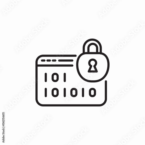 binary code lock icon sign vector