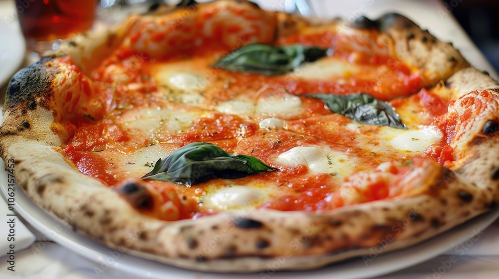 Close-up photo of Marinara pizza in Florence restaurant Close-up photo of Marinara pizza in Florence restaurant