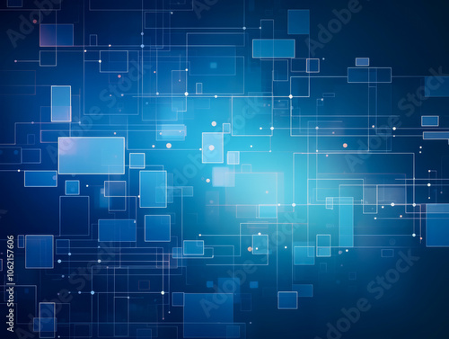 Dark Blue Digital Background with Transparent Floating Rectangles for Technology and Innovation Themes