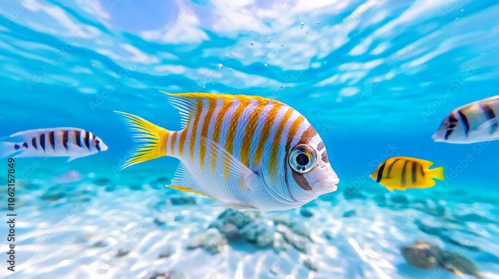 An underwater world of corals, fish, and turquoise ocean water. Tropical sea in a paradise island. An underwater world of corals, fish, and turquoise ocean water. Tropical sea in a paradise island.