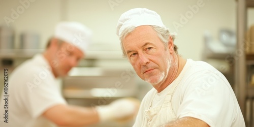 Professional chefs preparing meals in a busy kitchen environment.