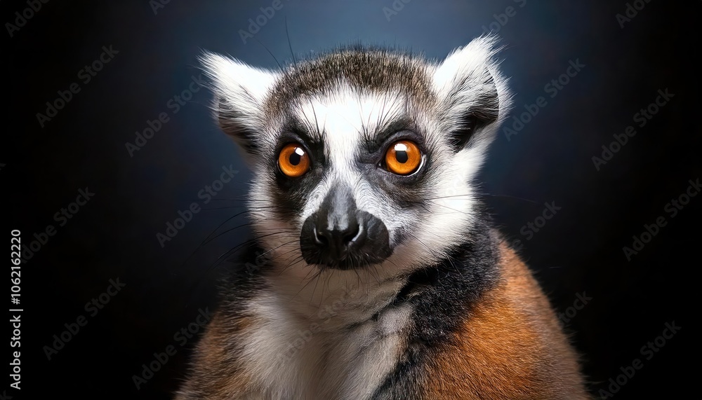 a ring-tailed lemur focused on the camera, surrounded by sharp trees in the background a ring-tailed lemur focused on the camera, surrounded by sharp trees in the background