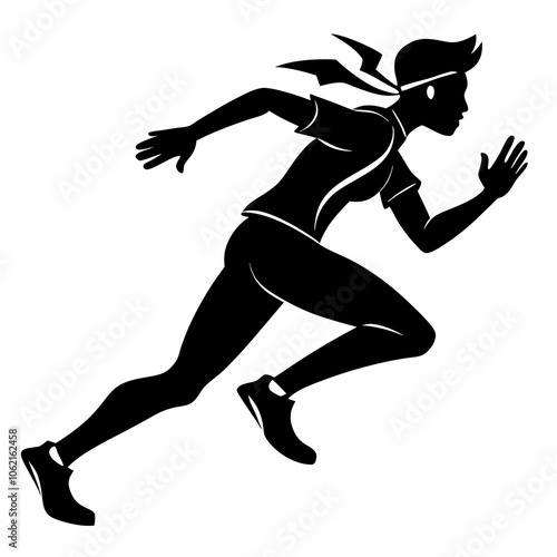 runner vector silhouette black illustration a person running on white background