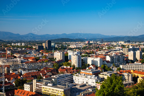 Ljubljana, the capital of Slovenia. Panorama view on the stunning sightseeing place