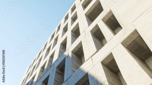 Wallpaper Mural Brutalist Facade 3D Render: Exposed Concrete Details with Dramatic Light and Shadow Contrasts, Ultra-Detailed Close-Up Torontodigital.ca