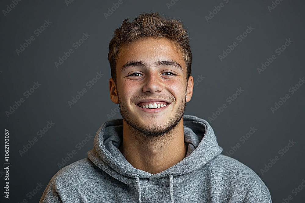 Fototapeta premium Portrait of smiling white cute teenage boy