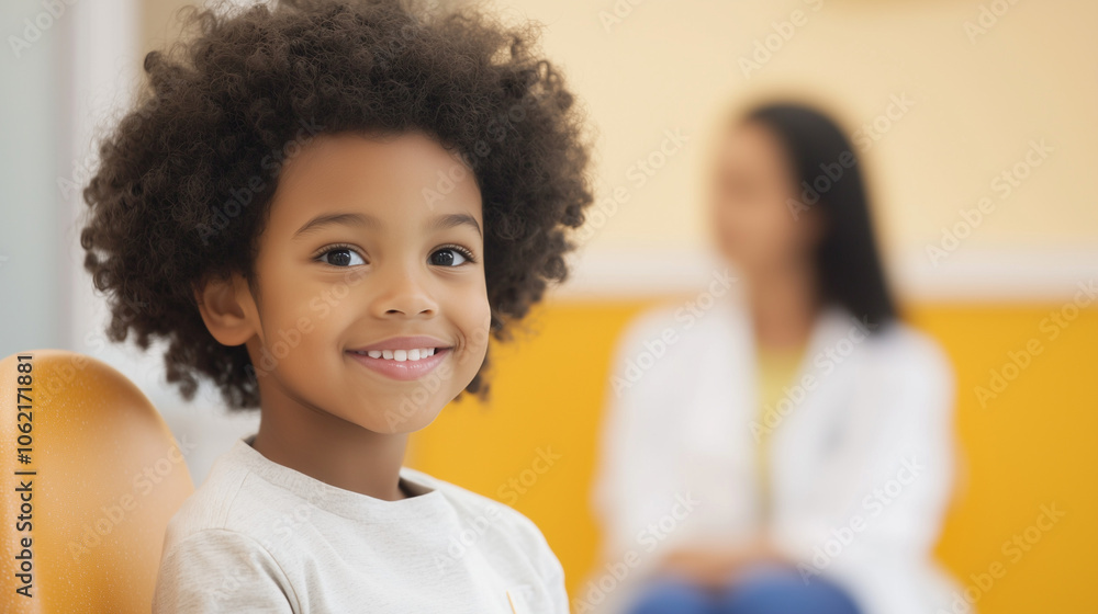 Child and Dental Hygienist in Colorful Waiting Room Child and Dental Hygienist in Colorful Waiting Room