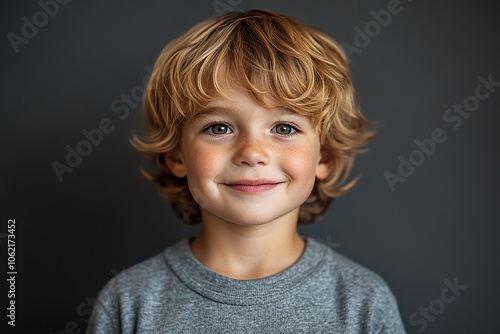 portrait of an white little boy with a smile