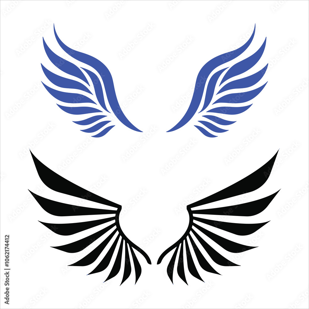 Two abstract wings logo icons illustration vector Two abstract wings logo icons illustration vector