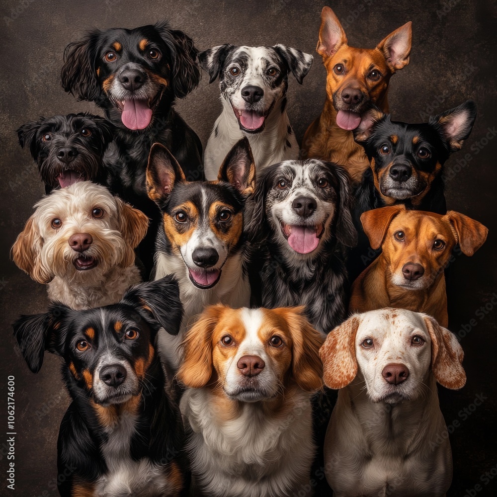 Group of twelve dogs Group of twelve dogs