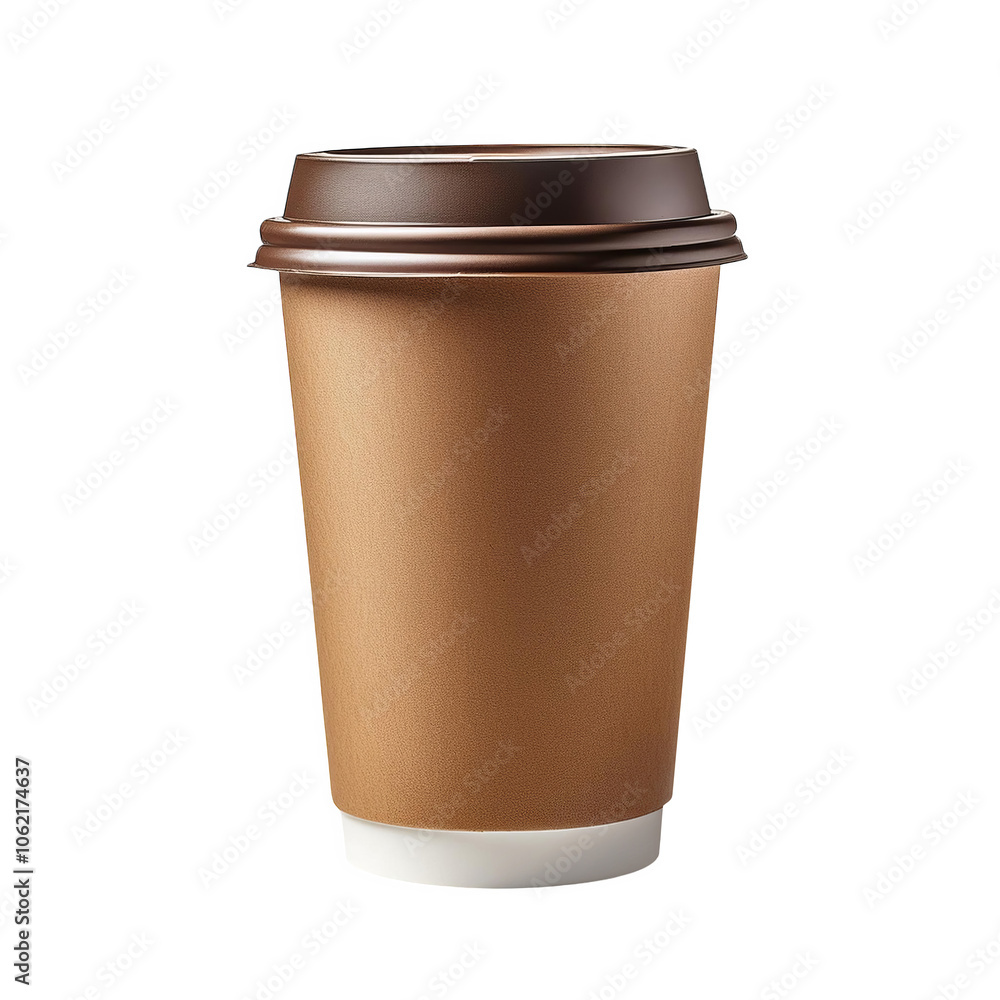 Paper coffee cup, front view, white transparent background illustration Paper coffee cup, front view, white transparent background illustration
