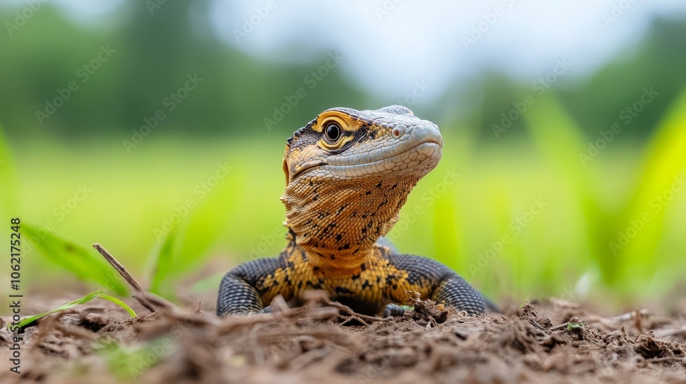 Afternoon Rest: A monitor lizard lounges in the shade, digesting its meal. Afternoon Rest: A monitor lizard lounges in the shade, digesting its meal.