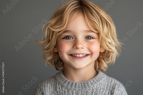 portrait of an white little boy with a smile