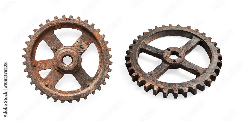 Rusty Old Metal Gear on a Transparent Background Rusty Old Metal Gear on a Transparent Background