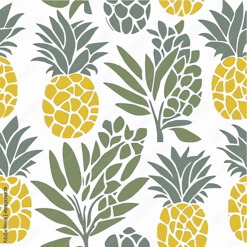 Vector of Pineapple Fruit Seamless Pattern Vector of Pineapple Fruit Seamless Pattern