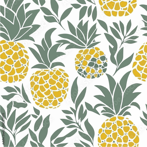 Vector of Pineapple Fruit Seamless Pattern