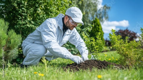 Environmental scientist analyzing soil samples in a field, representing the effort to address soil pollution and environmental health through scientific solutions