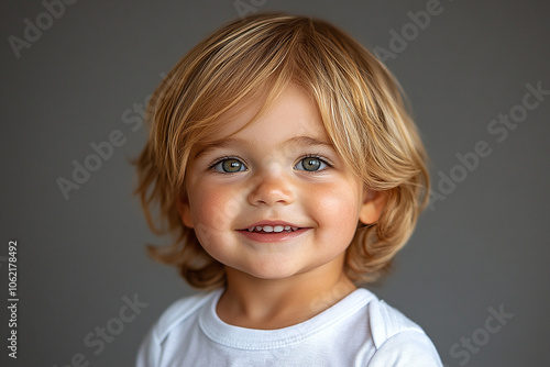 portrait of an white little boy with a smile