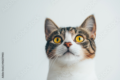 A cat with yellow eyes is staring at the camera