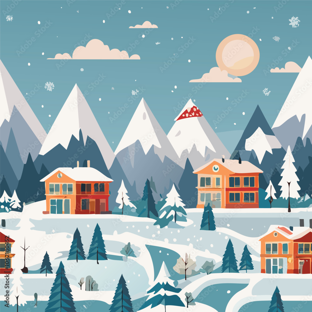 Naklejka premium Flat illustration of winter
