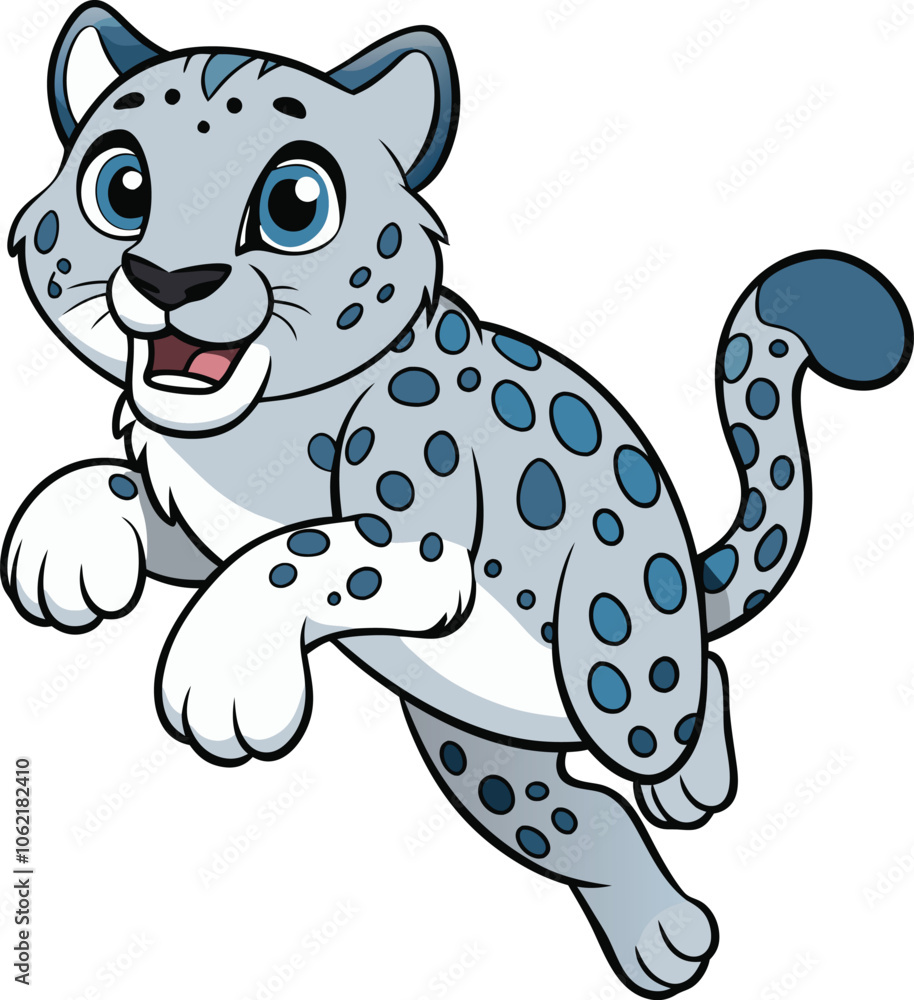 snow leopard jump on white background snow leopard jump on white background
