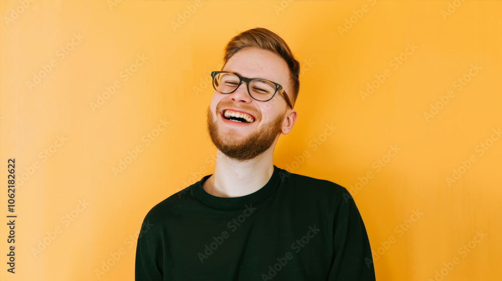 Smiling man on orange background
Smiling man on orange background