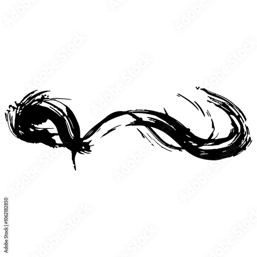 シンプルな波の墨絵のイラスト素材　ベクター