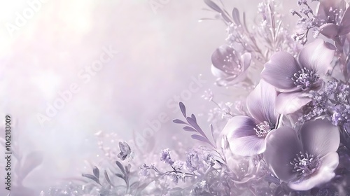 Soft Lilac Flowers with Butterfly on Delicate Background