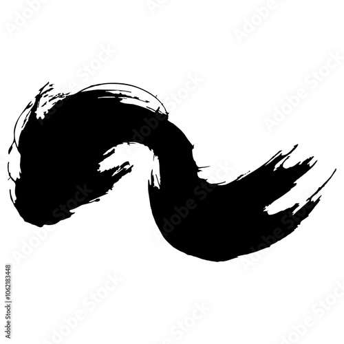 シンプルな波の墨絵のイラスト素材　ベクター