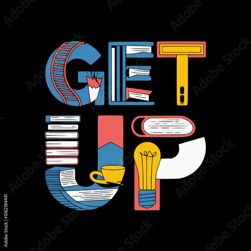 Get Up Book Ladder Inspiration Growth Success Black Background