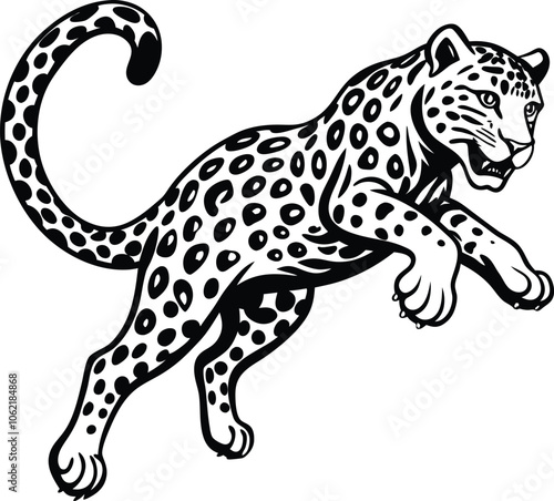 snow leopard jump on white background