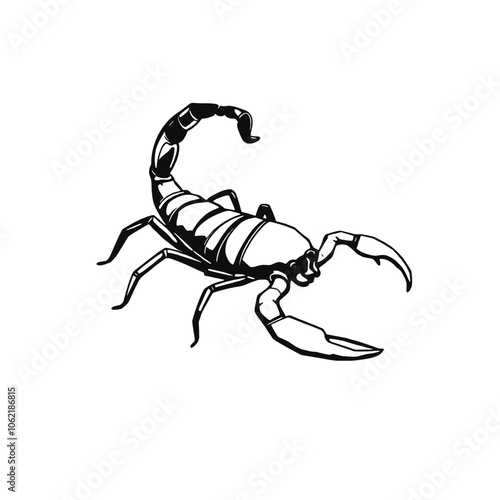 a black and white illustration of a scorpion