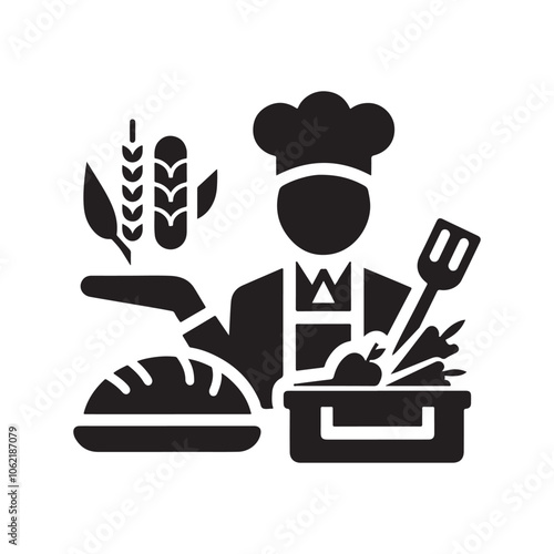 Food Service Occupation Silhouette Vector | Essential Culinary Industry Illustrations