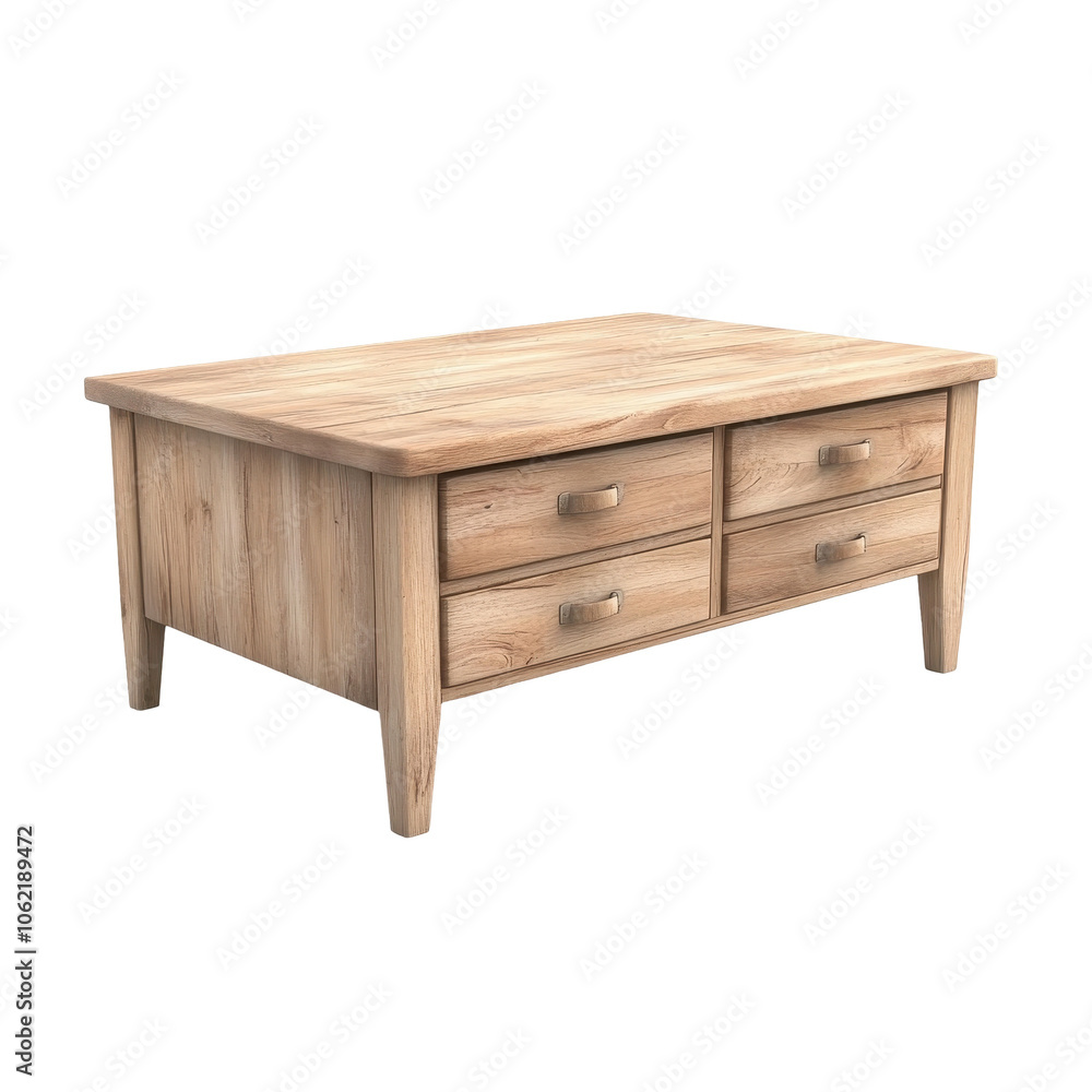 A wooden coffee table with four drawers A wooden coffee table with four drawers