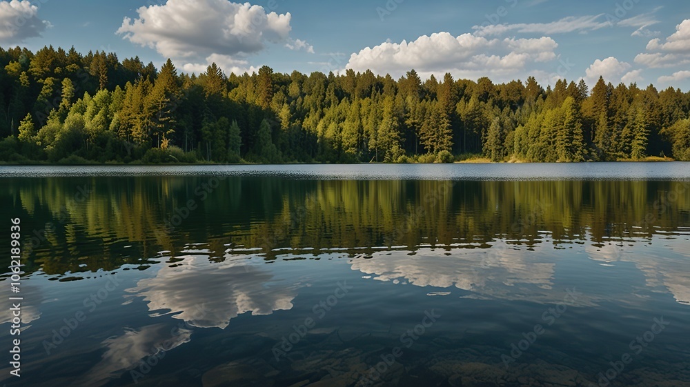 Fototapeta premium moon on the lake generative ai