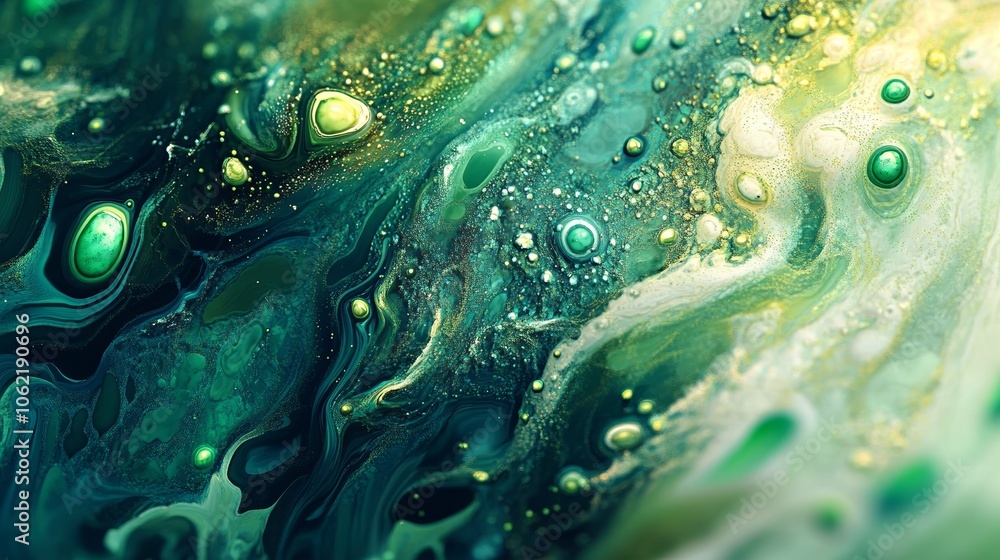 Abstract Green Drops Texture with Fluid Pattern in Vibrant Background Abstract Green Drops Texture with Fluid Pattern in Vibrant Background
