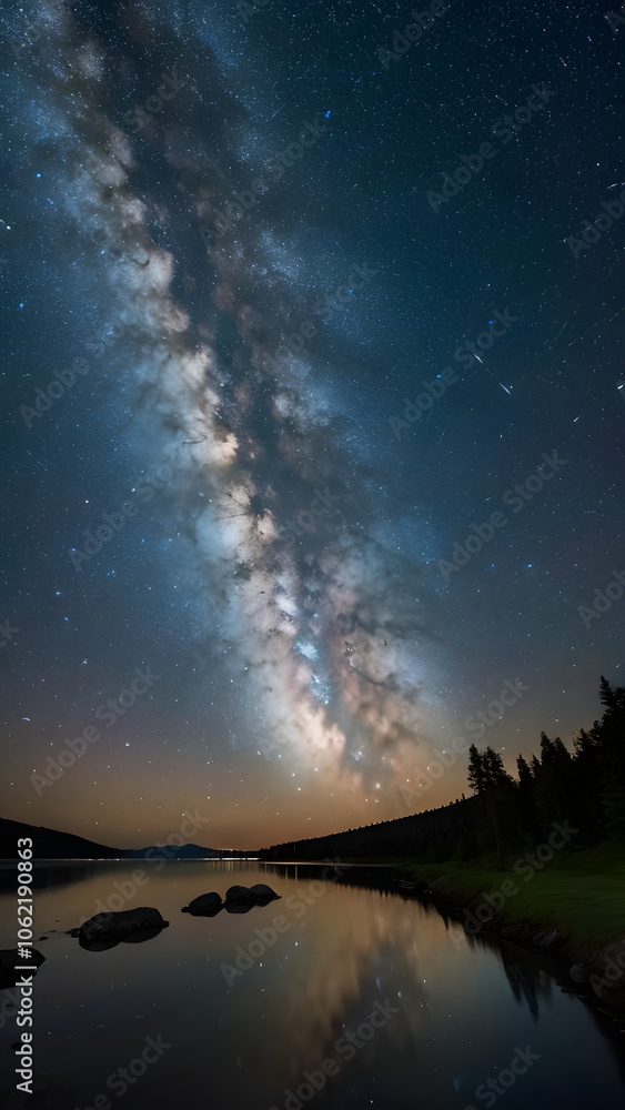 Naklejka premium Beautiful night starry sky 