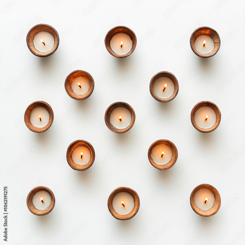 Fototapeta premium diyas in lower side on white background ,generative ai