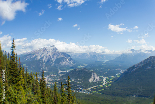 Panoramic Mountain View Over Scenic Valley and River