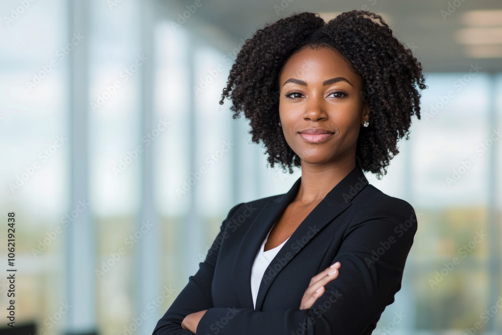 Confident businesswoman posing in an office setting with natural light Confident businesswoman posing in an office setting with natural light