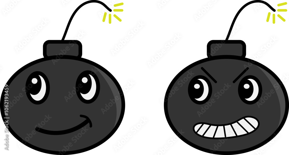 bombs face, smile, mascot character, black, icon, fire, vector illustration, 10EPS bombs face, smile, mascot character, black, icon, fire, vector illustration, 10EPS