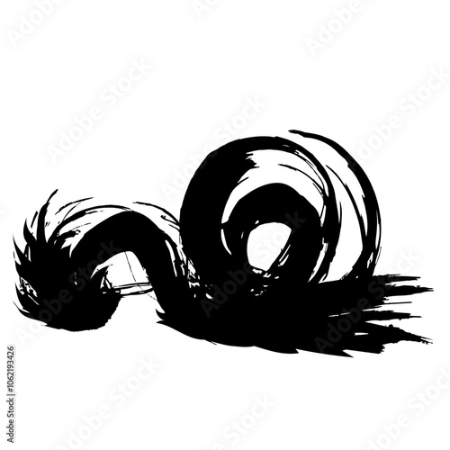 シンプルな波の墨絵のイラスト素材　ベクター