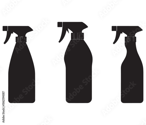 Cleaning spray vector cartoon illustration, Cleaning spray bottle vector silhouette, Spray bottle icon