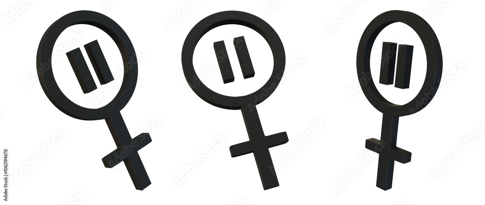 Obraz premium menopause icon, 3d render, black illustration without background, png
