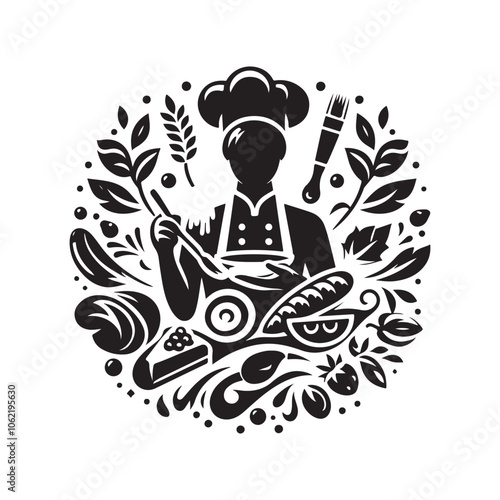 Food Service Occupation Silhouette Vector | Essential Culinary Industry Illustrations